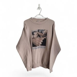 Vintage Longaberger Unisex Beige Crewneck Sweater Oneita Large Cottagecore